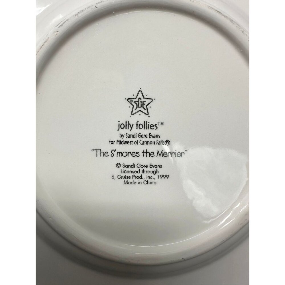 Vtg 4 SANDI GORE EVANS S'MORES THE MERRIER Jolly Follies Salad Plates Snowman - Picture 13 of 13